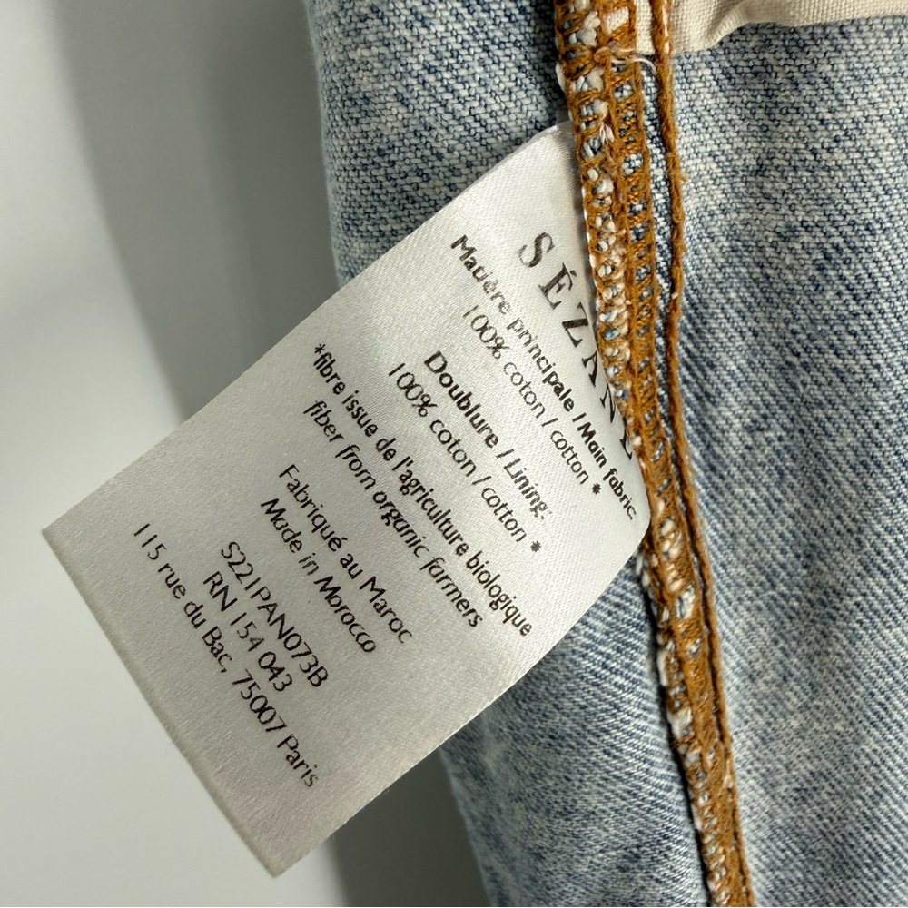 Sezane Jeans Womens Size 27 Acid Wash Cotton Denim Button Fly 26.5in Inseam - Picture 9 of 12